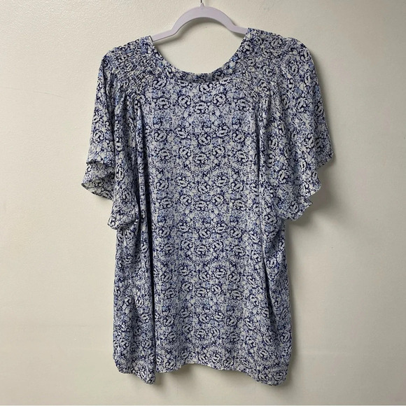 Rose + Olive Blue Floral Blouse Size 3X - Picture 4 of 4
